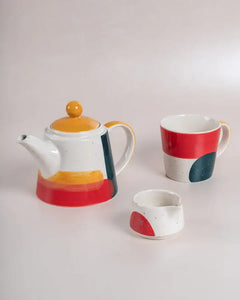 Abstract Hand Painted Ceramic Tea for One