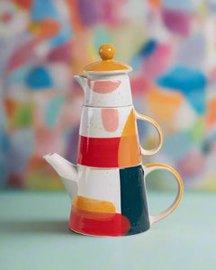 Abstract Hand Painted Ceramic Tea for One