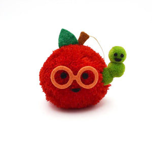 Apple and Worm Pom Pom Ornament