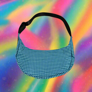 Blue Gingham Sling Bag Upcycled