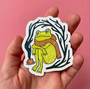 Frog Scarf Autumn Sticker