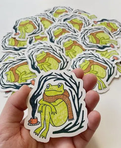 Frog Scarf Autumn Sticker