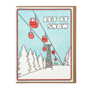 Let It Snow Ski Gondolas Greeting Card