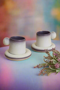 Modern Purple Bubble Cup and Plate Set