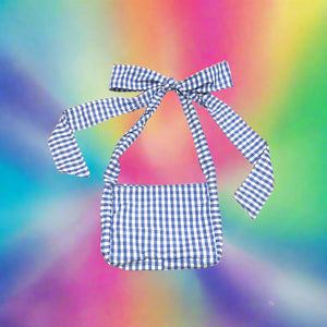 Sky Blue Gingham Bow Bag
