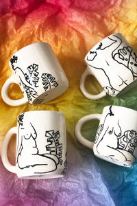 Body and Plants Line works Ceramic Mug (Various Styles)-WORM