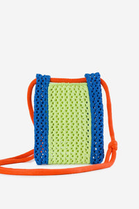 Color Block Raffia Phone Sling-WORM