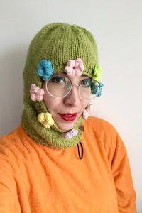 Hand Knitted Flower Balaclava (2 choices)-WORM