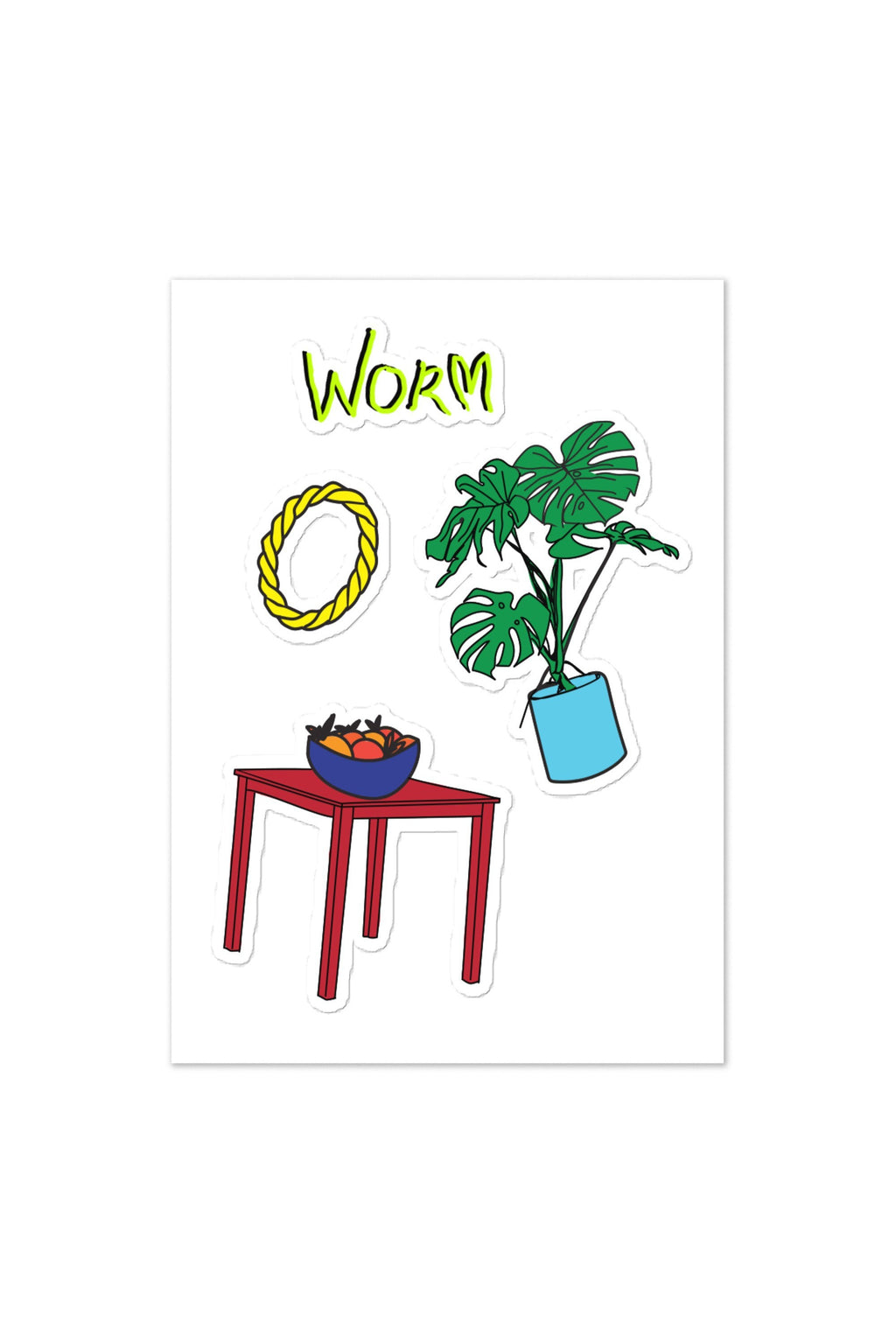 Monstera Kitchen Table Sticker Sheet – WORM
