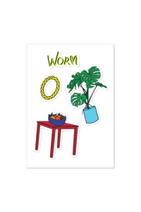 Home Monstera Worm Sticker Sheet-WORM