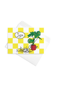 monstera puns 'I'm Rooting For You!' Monstera Greeting Card