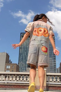 Peachy Upcycled Short Denim Jumpsuit-WORM