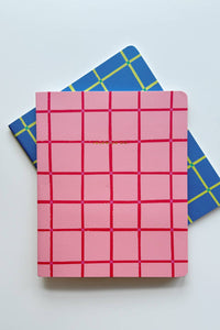 Pink and Blue Grid Notebook Duo-WORM