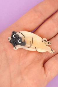 Pug Acetate Hair Clip-WORM