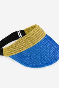 Raffia Visor - Golden Olive Cobalt-WORM