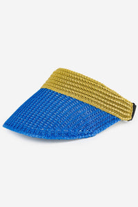 Raffia Visor - Golden Olive Cobalt-WORM