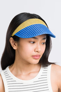 Raffia Visor - Golden Olive Cobalt-WORM