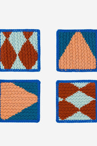 Reversible Scrap Mix Knit Coaster Set-WORM