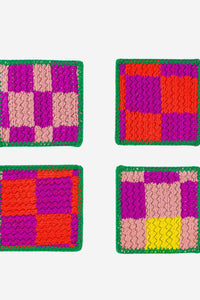 Reversible Scrap Mix Knit Coaster Set-WORM