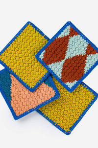 Reversible Scrap Mix Knit Coaster Set-WORM