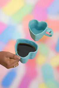 blue heart shaped large mug