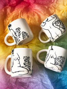 Body and Plants Line works Ceramic Mug (Various Styles)