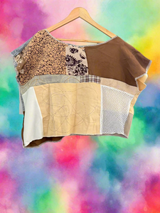 FiOT Neutral Patchwork Upcycled Box Blouse