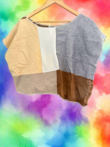FiOT Neutral Patchwork Upcycled Box Blouse