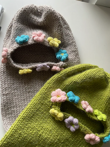 Hand Knitted Flower Balaclava (2 choices)