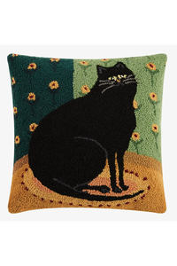Black Cat In A Corner Throw Pillow
