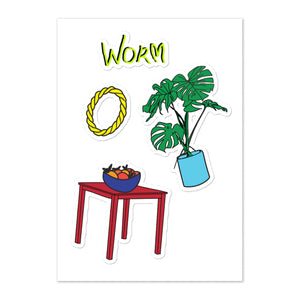 Home Monstera Worm Sticker Sheet